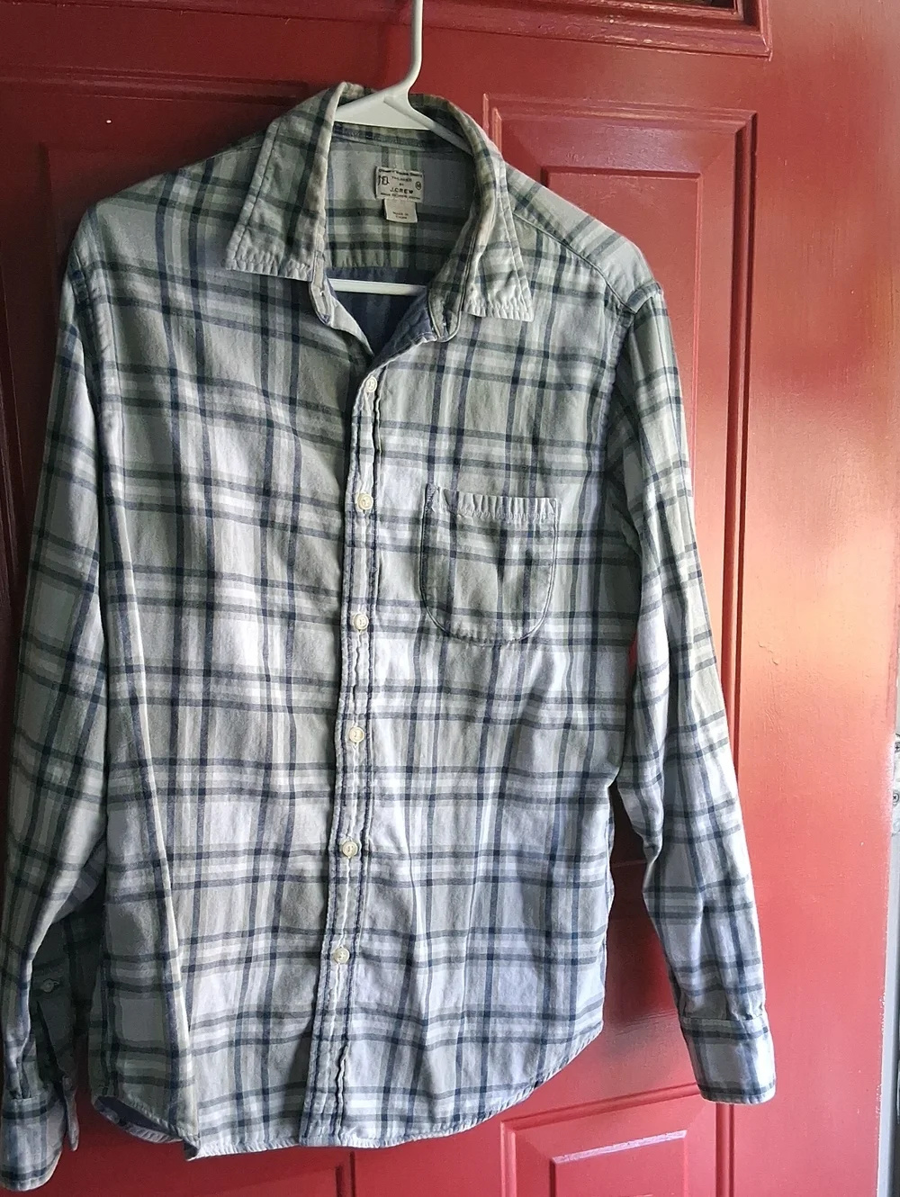J. Crew Gray & Navy Plaid Cotton Button-Up Shirt